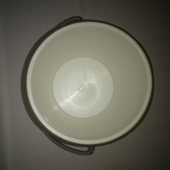 MCM Faux Leather Ice Bucket: Wooden Knob. Vintage. Retro - Picture 5 of 7